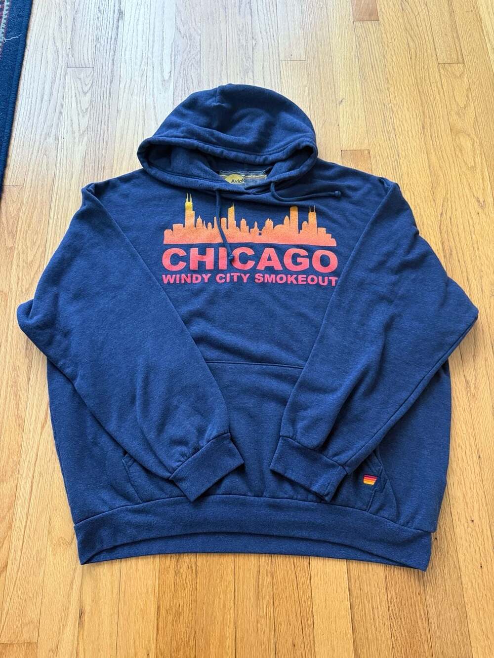 Aviator Nation Chicago Windy City Smokeout Hoodie XL Navy